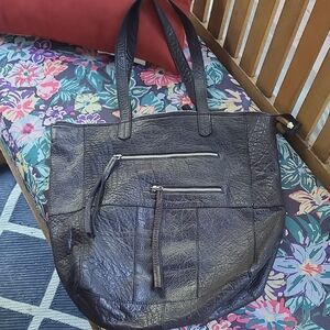 Elegant Black Leather Tote Bag